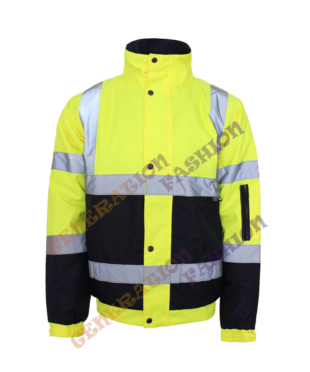 HI VIZ VIS WATERPROOF SAFETY WORKWEAR COAT TWO TONE REFLECTIVE BOMER JACKET 8-20