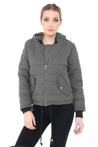 Long Sleeve Quilted Puffer Padded Hooded Warm Bubble Ladies Women Coat Jacket