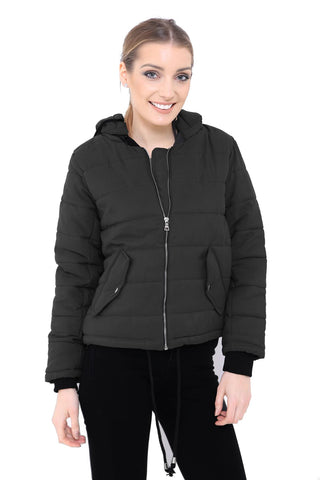 Long Sleeve Quilted Puffer Padded Hooded Warm Bubble Ladies Women Coat Jacket