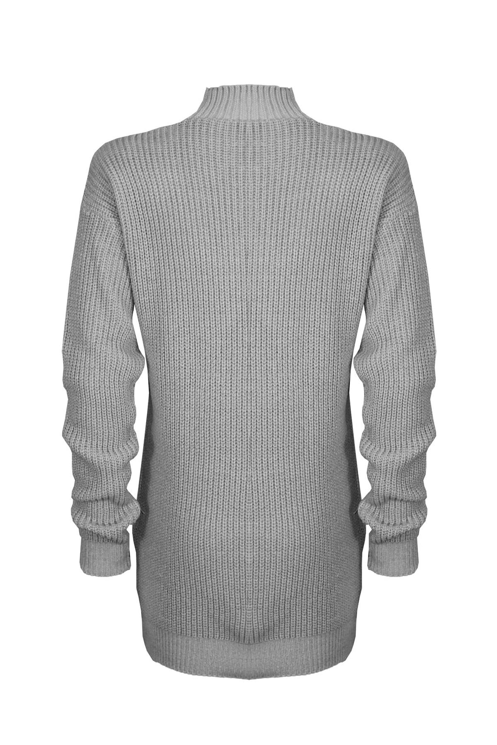 New Ladies Women Knitted Long Sleeve Choker Neck Colour Jumper Top Sweater 8-18