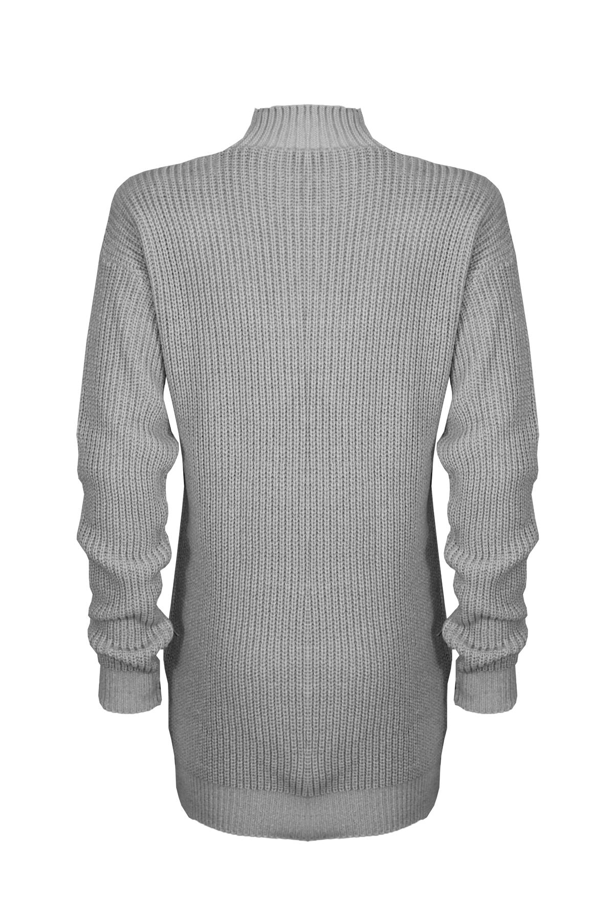 New Ladies Women Knitted Long Sleeve Choker Neck Colour Jumper Top Sweater 8-18