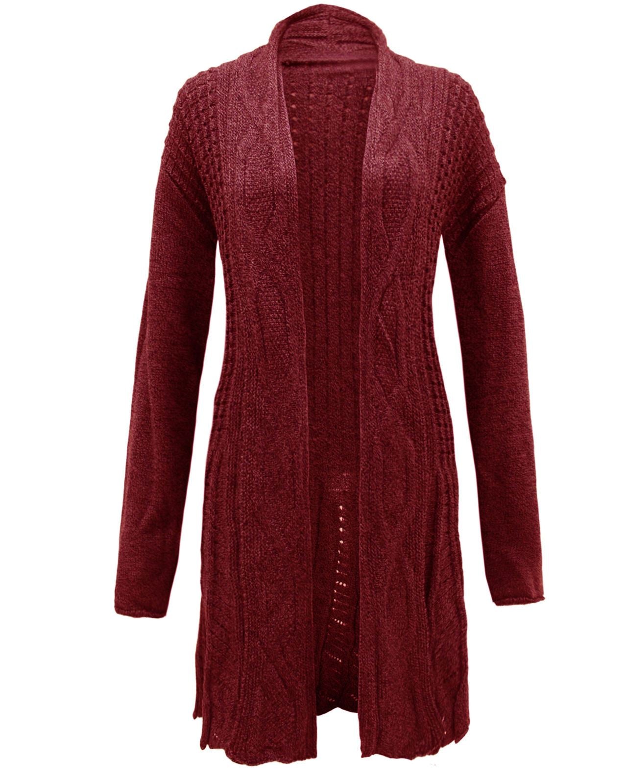 Ladies Women Knitted Boyfriend Waterfall Cable Knit Cardigan Top Jumper Dress