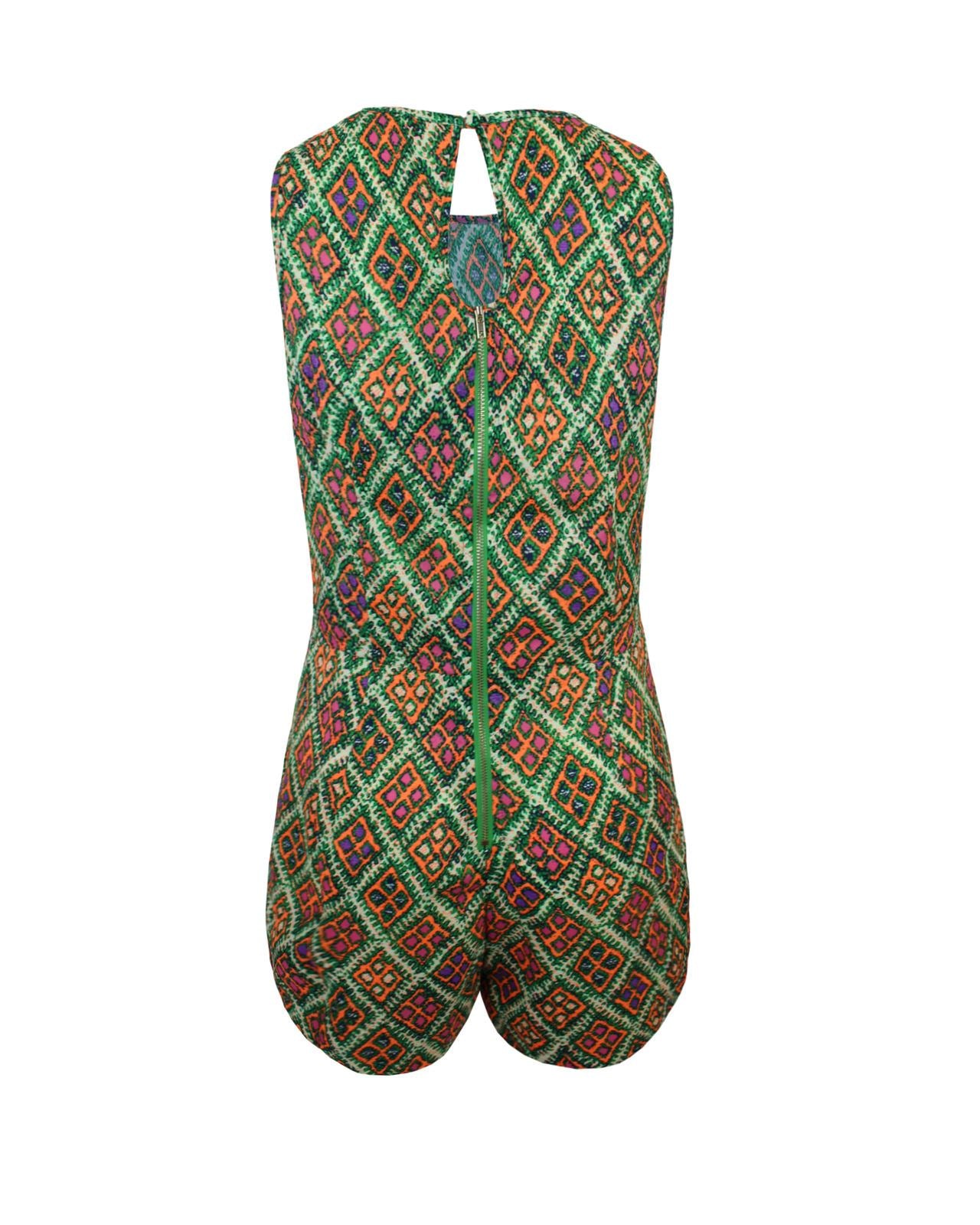 New Ladies Women Paisley Flower Aztec Printed Jumpsuit Back Zip Dress Playsuit