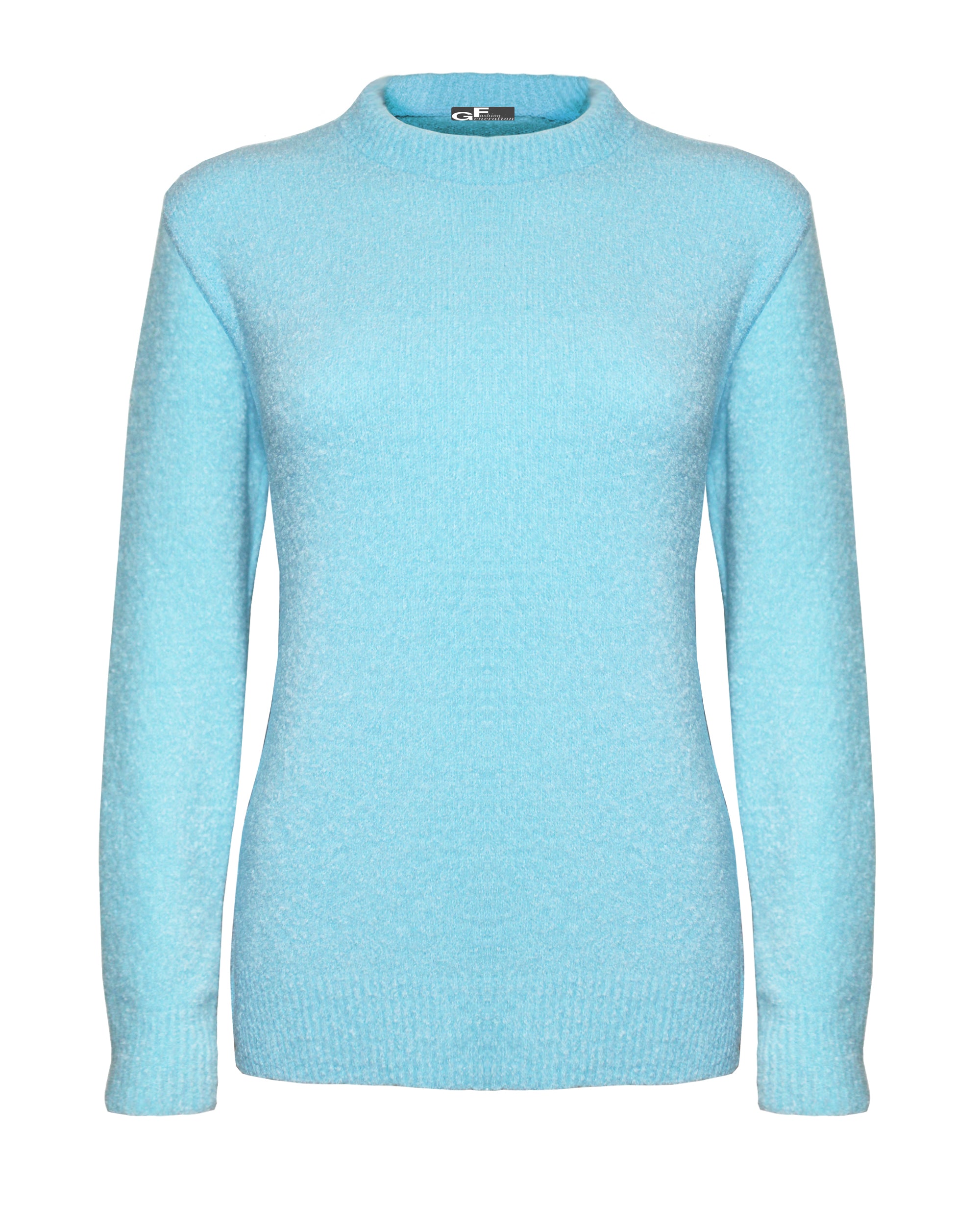 Crew Neck Soft touch women Jumper Aqua