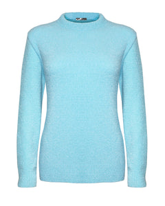 Crew Neck Soft touch women Jumper Aqua