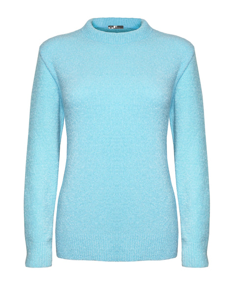 Crew Neck Soft touch women Jumper Aqua
