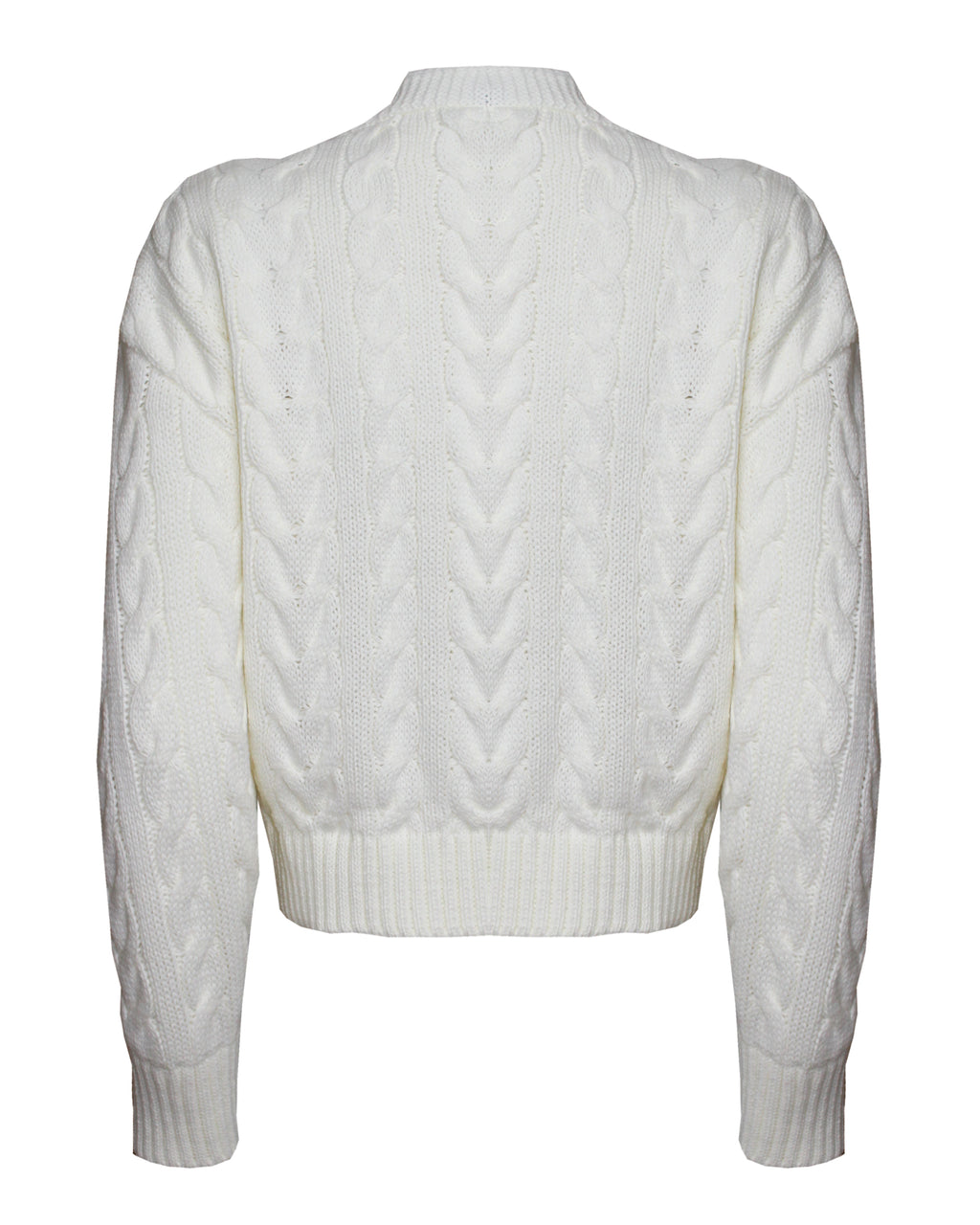 Women Cable Knit Cropped Cardigan Off-White