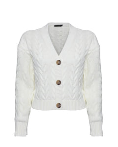 Women Cable Knit Cropped Cardigan Off-White