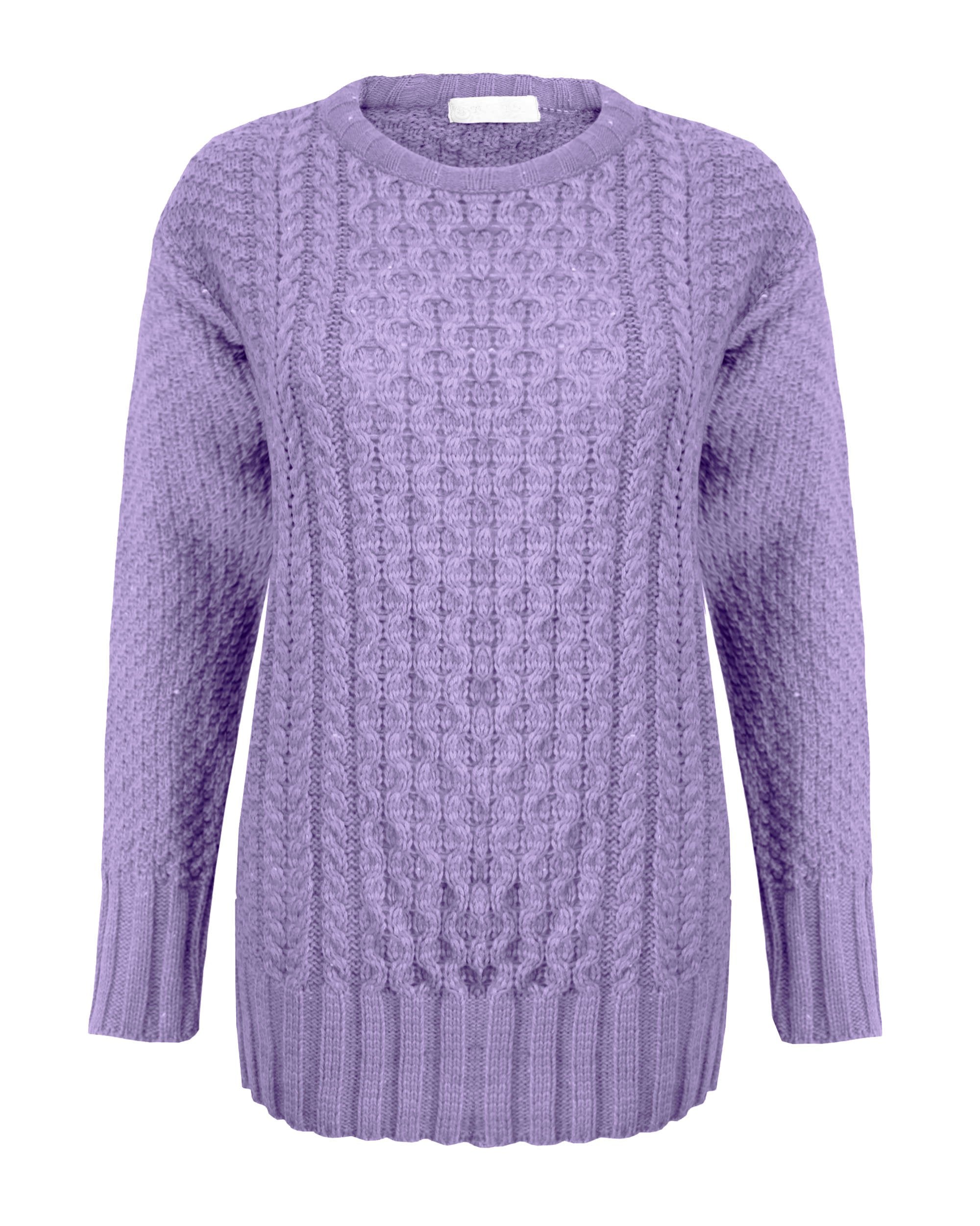 LADIES CABLE KNIT JUMPER Lilac