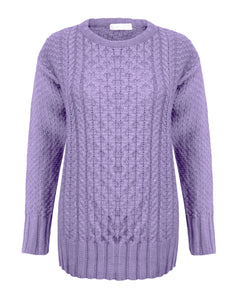 LADIES CABLE KNIT JUMPER Lilac
