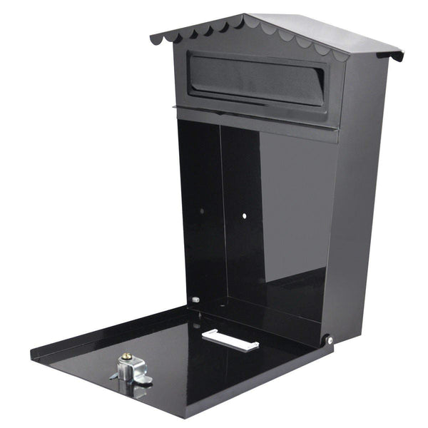 NEW LARGE STEEL POST BOX POSTBOX LOCKABLE OUTSIDE LETTER MAIL WALL MOUNTED KEYS