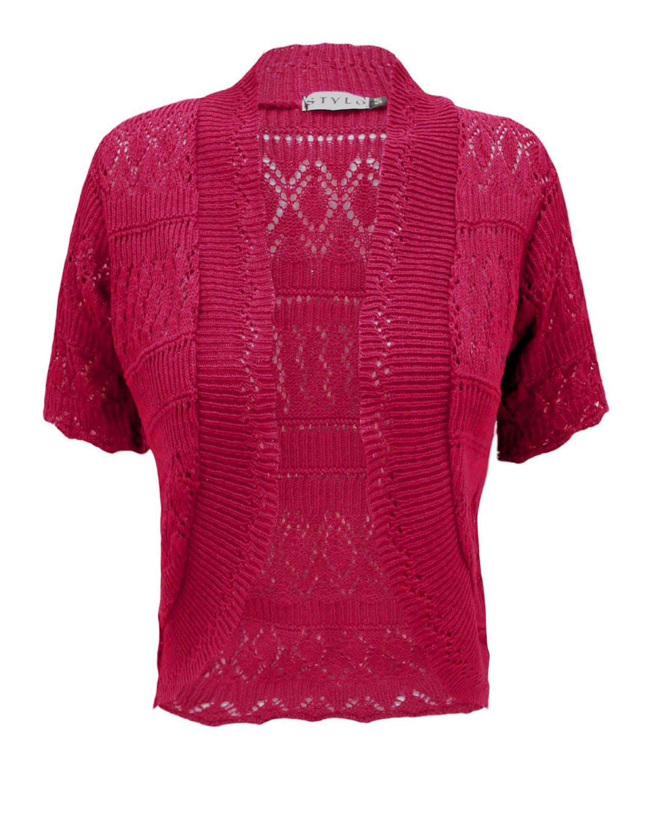 New Ladies Crochet Knitted Bolero Shrug Cardigan Womens Cropped Dress Top 8-14