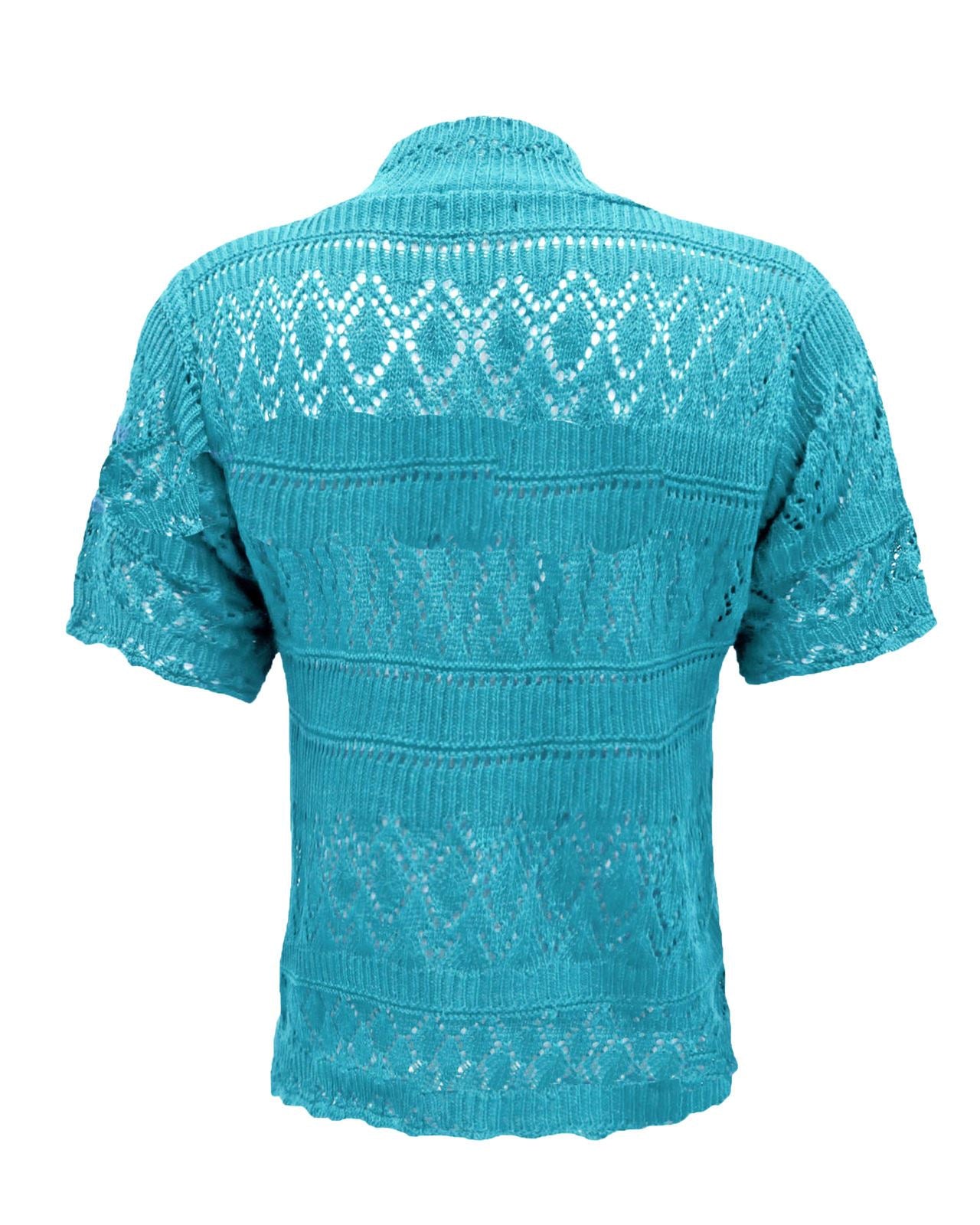 New Ladies Crochet Knitted Bolero Shrug Cardigan Womens Cropped Dress Top 8-14
