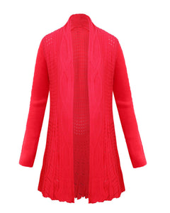 Ladies Women Knitted Boyfriend Waterfall Cable Knit Cardigan Top Jumper Dress