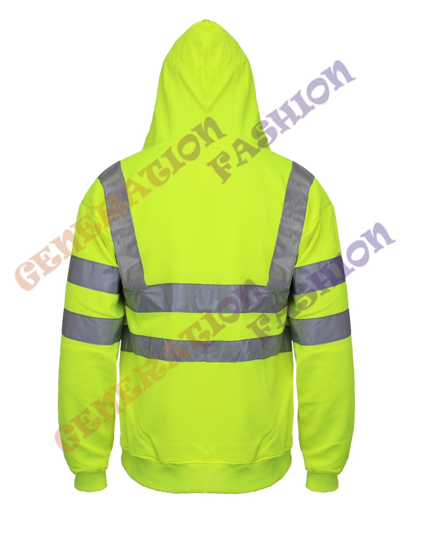 UNISEX HI VIZ VIS FLEECE HOODED ZIP SWEATSHIRT SAFETY JACKET WORKWEAR TOP 8-18