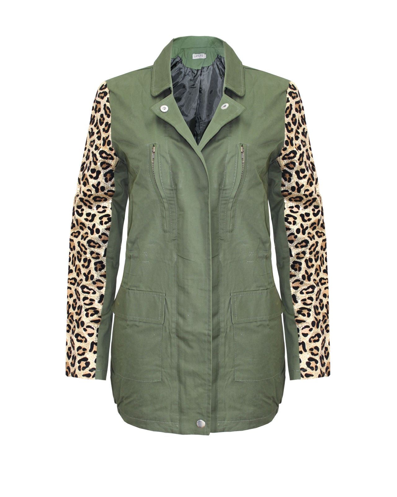 New Ladies Womens Embroidered Long Sleeve Collared Zip Up Parka Coat Jacket 8-16