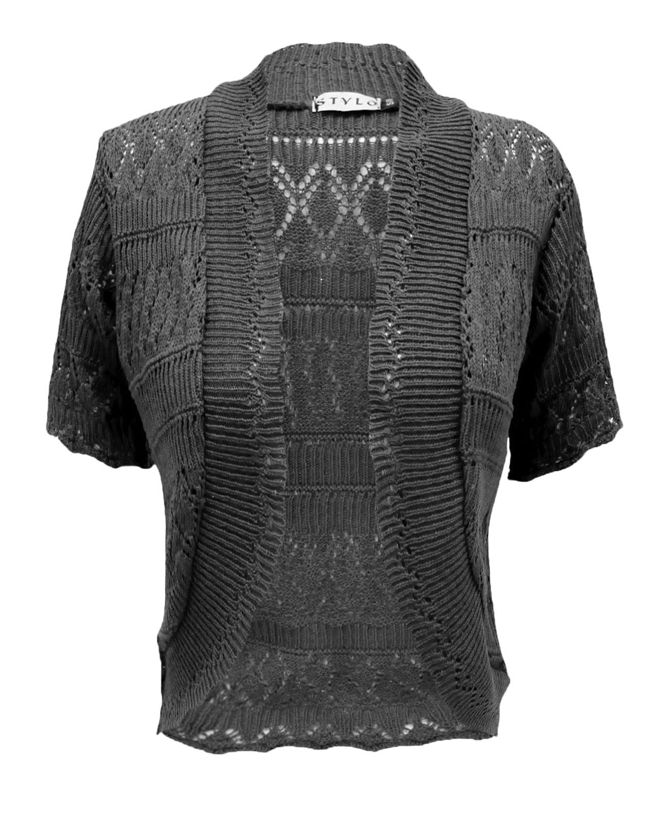 New Ladies Crochet Knitted Bolero Shrug Cardigan Womens Cropped Dress Top 8-14