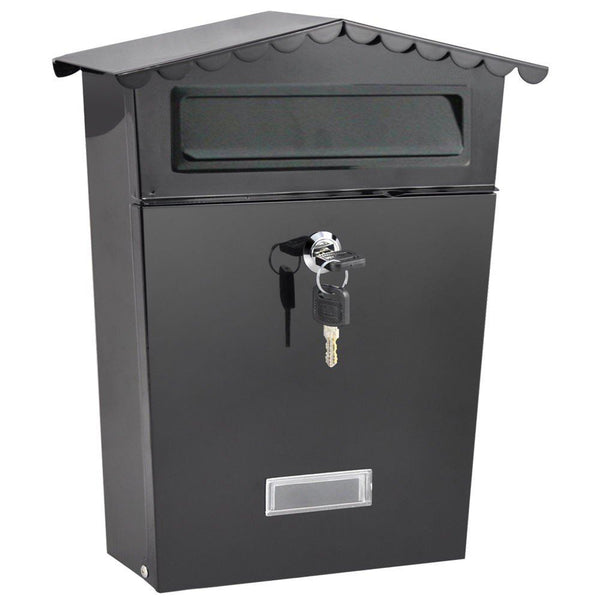 NEW LARGE STEEL POST BOX POSTBOX LOCKABLE OUTSIDE LETTER MAIL WALL MOUNTED KEYS