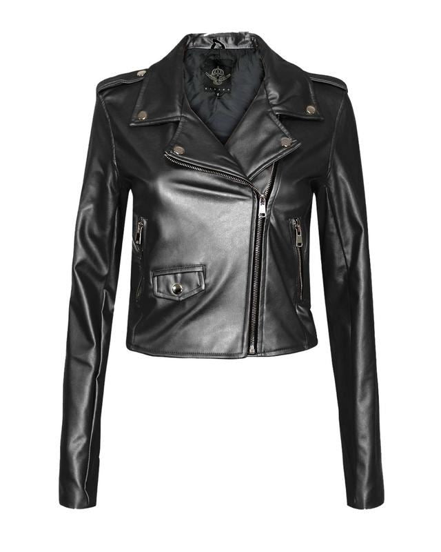 New Ladies Women Vintage Crop Biker Style Side Zip PU Leather Collar Jacket Top