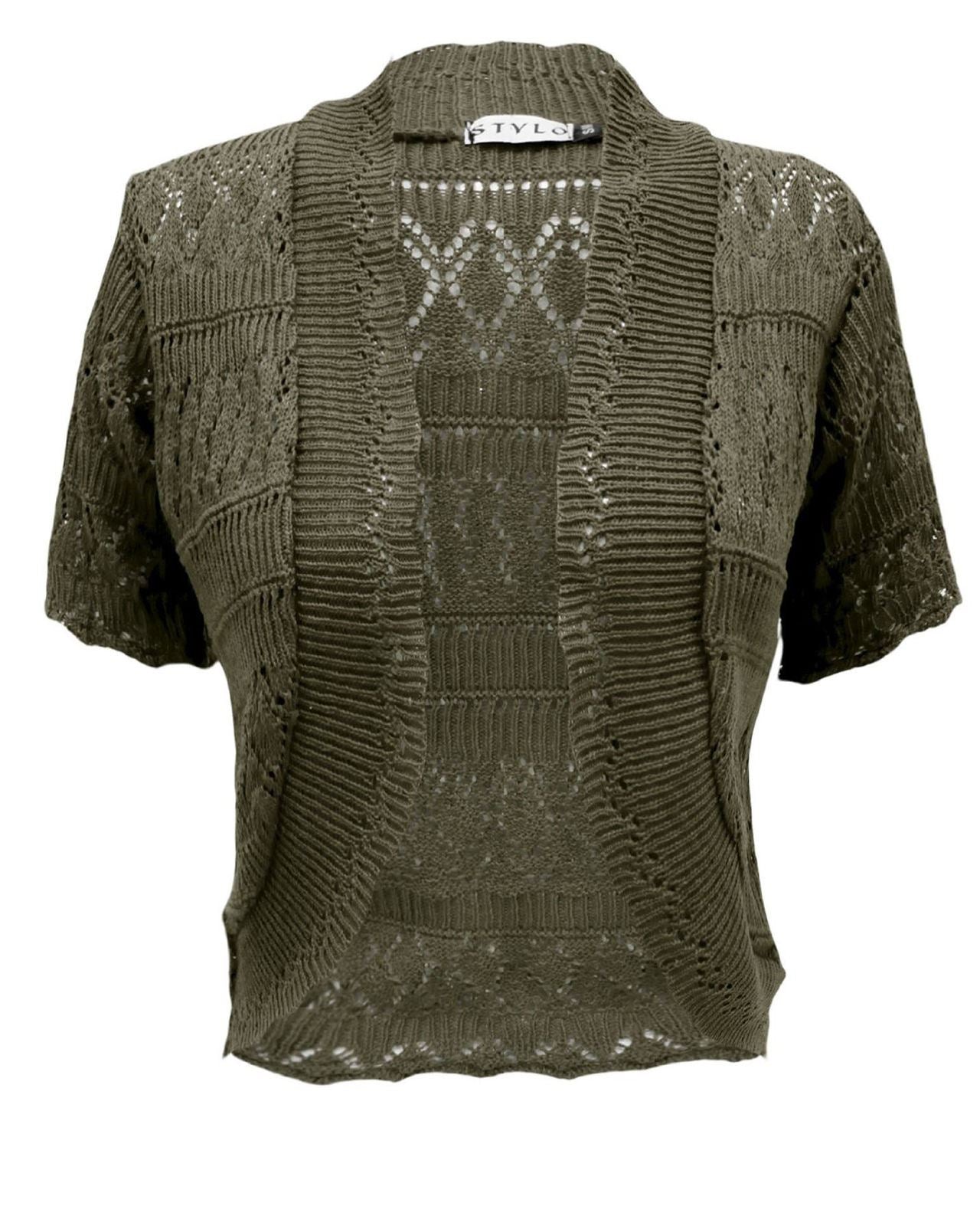 New Ladies Crochet Knitted Bolero Shrug Cardigan Womens Cropped Dress Top 8-14
