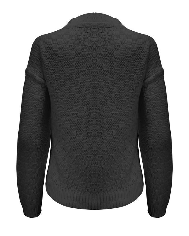 Ladies Women Crew Neck Diamond Knit Long Sleeve Cable Jumper Short Sweater Top