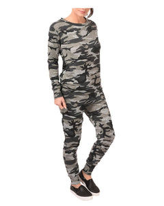 Ladies Womens Camouflage Print Loungewear Set Co-Ord Stretch Army Tracksuit 8-14