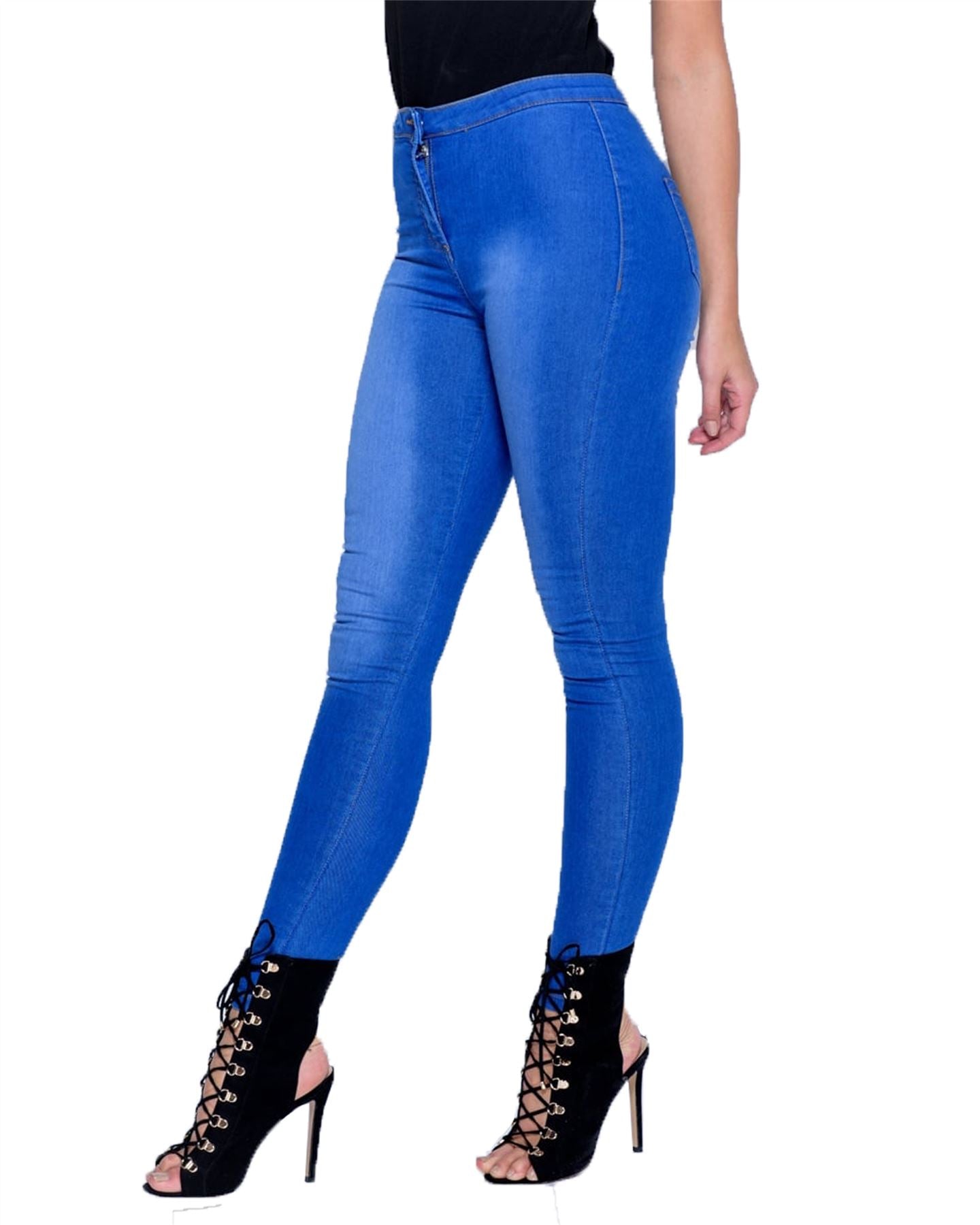 New Ladies Women Faded Ripped Denim Multi Slash Skinny Stretchy Jeans Jeggings