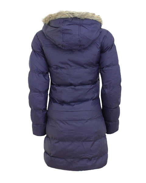 Ladies Women Detachable Faux Fur Hood Quilted Padded Puffer Parka Coat Jacket