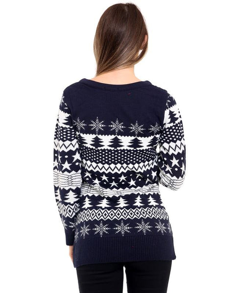 Ladies Womens Knitted Christmas Xmas Tree Fairisle Novelty Jumper Top Dress 8-16