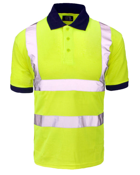 New Hi Visibility High Viz Short Sleeve Safety Work wear Collar Polo T-Shirt Top