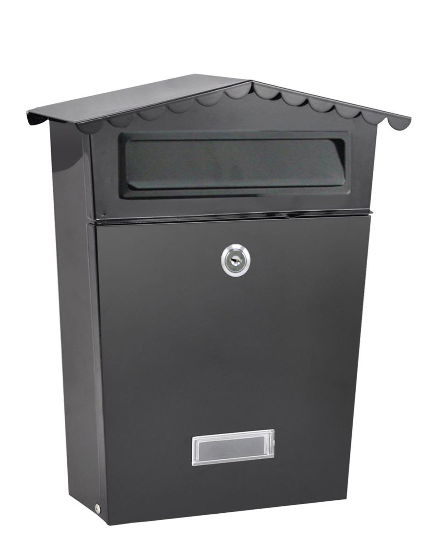 NEW LARGE STEEL POST BOX POSTBOX LOCKABLE OUTSIDE LETTER MAIL WALL MOUNTED KEYS
