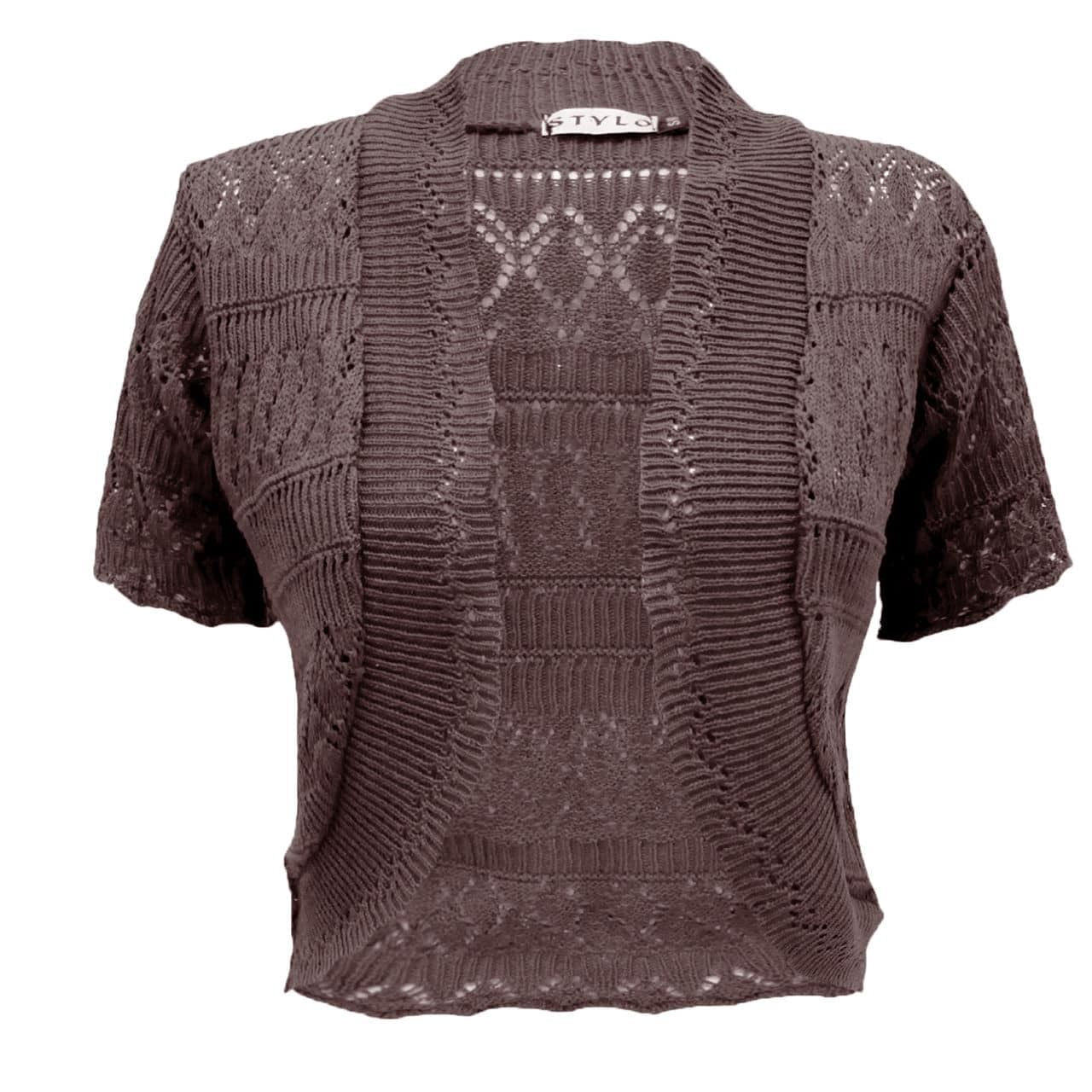New Ladies Crochet Knitted Bolero Shrug Cardigan Womens Cropped Dress Top 8-14