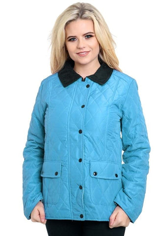 New Ladies Womens Quilted Padded Collar Buttoned Zipped Jacket Thick Coat Top