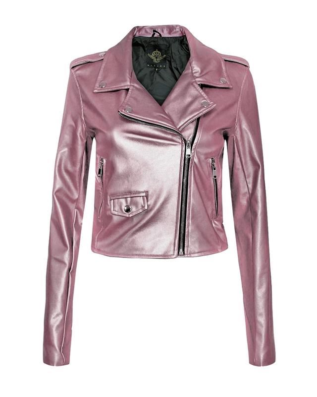 New Ladies Women Vintage Crop Biker Style Side Zip PU Leather Collar Jacket Top