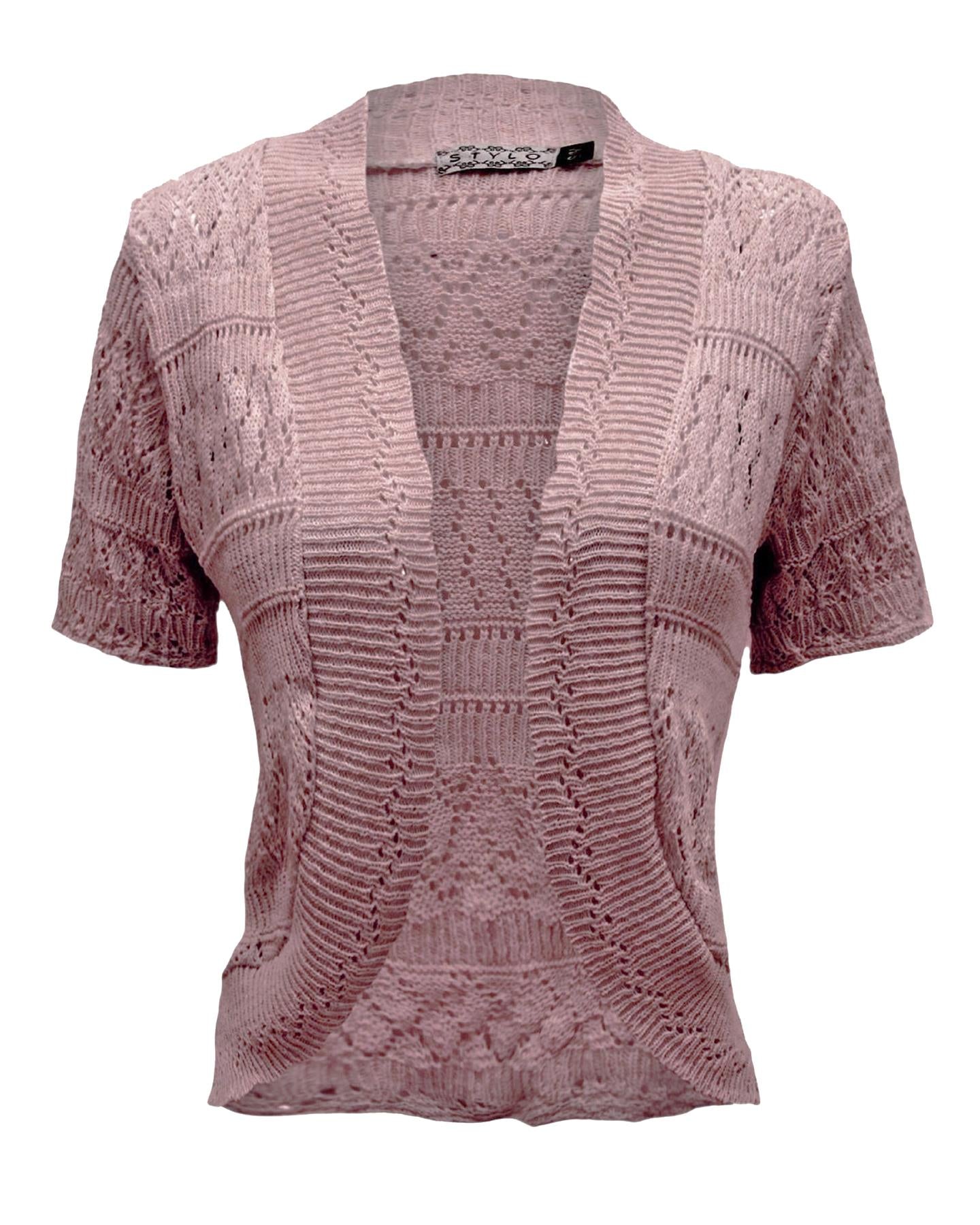 New Ladies Crochet Knitted Bolero Shrug Cardigan Womens Cropped Dress Top 8-14