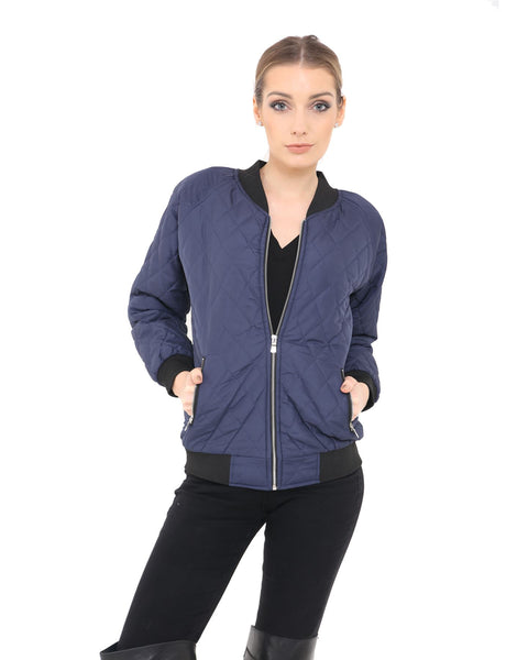 New Ladies Women Bomber Quilted Padded Puffer Zip Pocket Puffa Coat Jacket Top