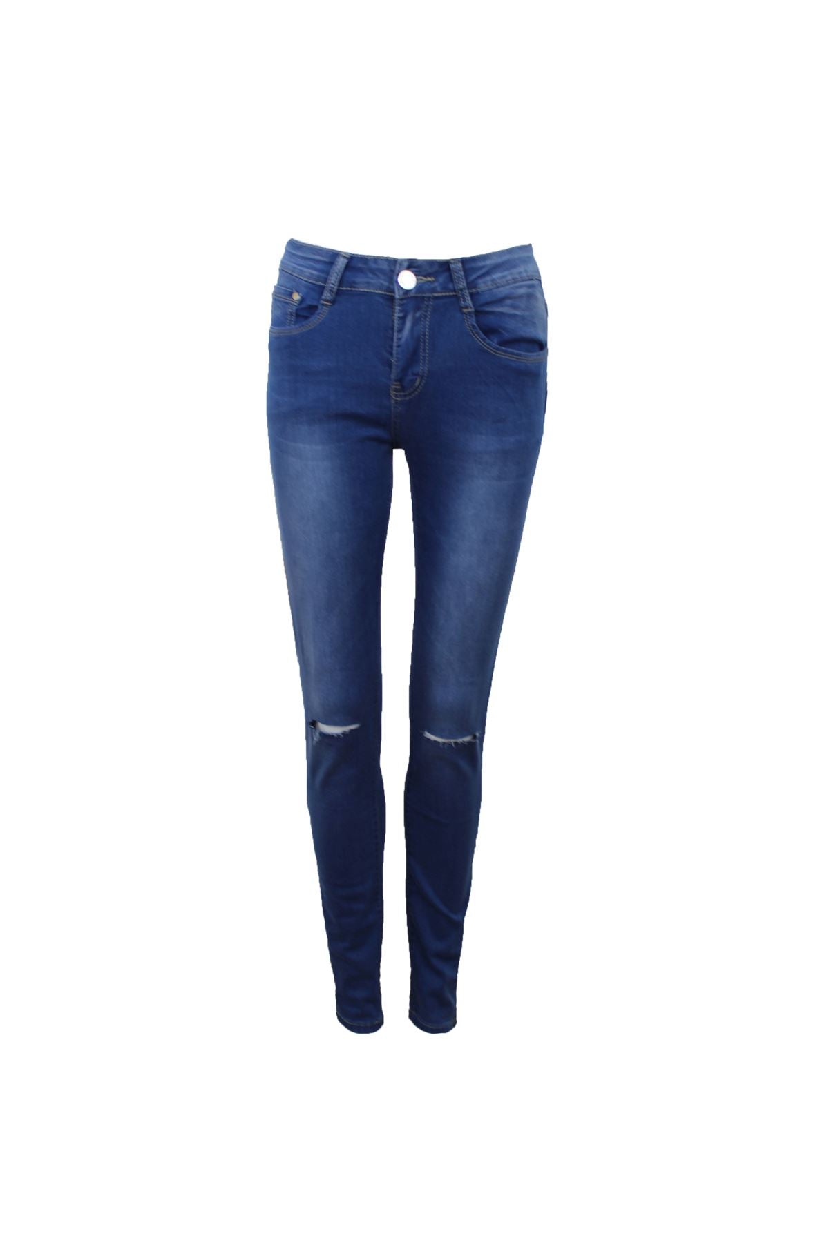 Ladies Womens Ripped Knee Skinny Jeans Faded Slim Fit Denim Size 6 8 10 12 14 16