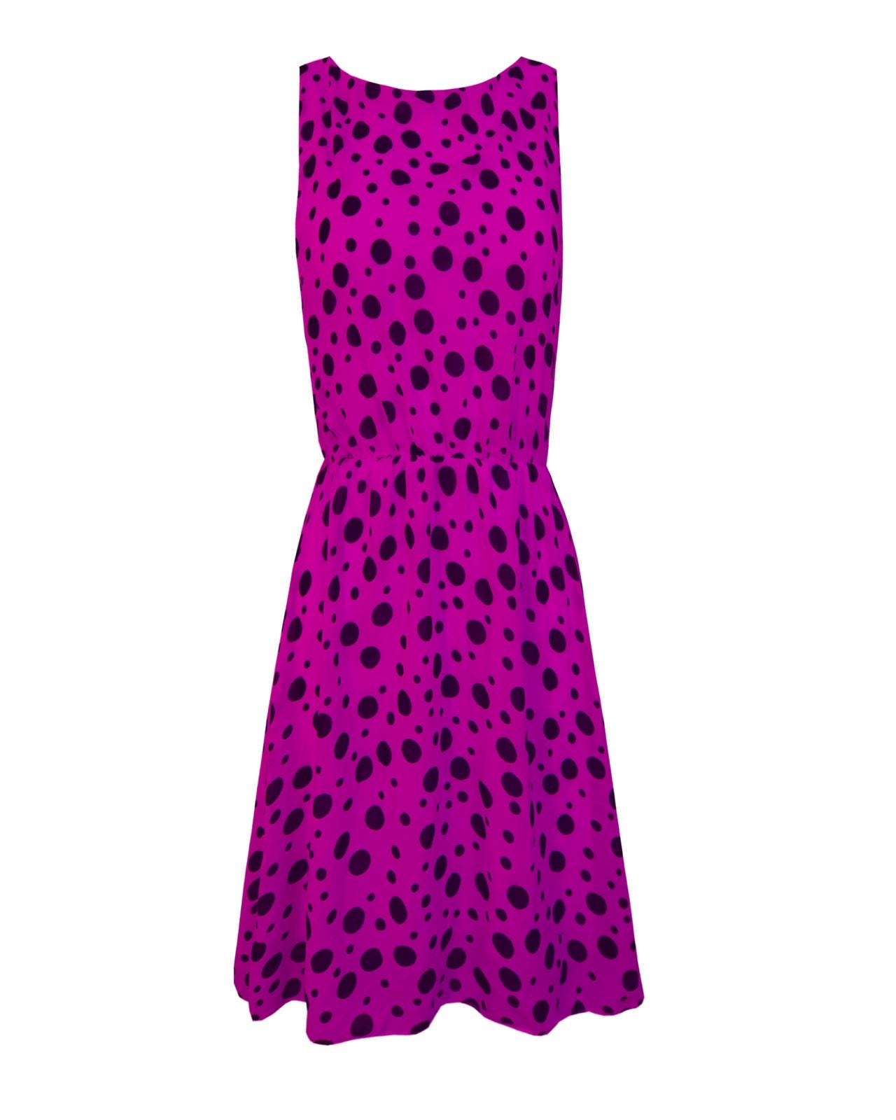 New Ladies Women Sleeveless Polka Dot Detail Swing Skater Short Dress Top 8-12