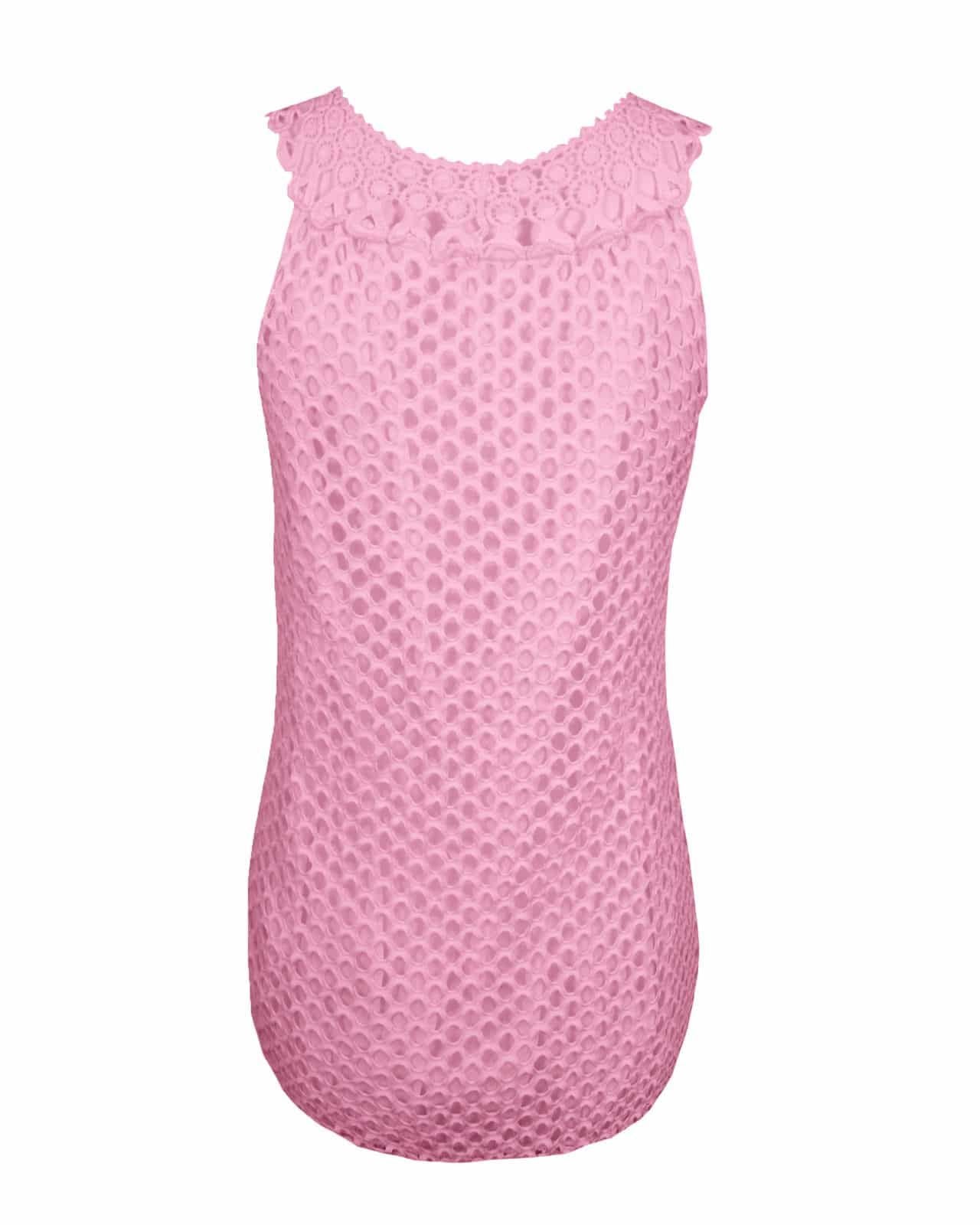 LADIES WOMENS VEST TWIN SET ITALIAN CROCHET LACE INSERT TOP SHIRT JUMPETR 8-12
