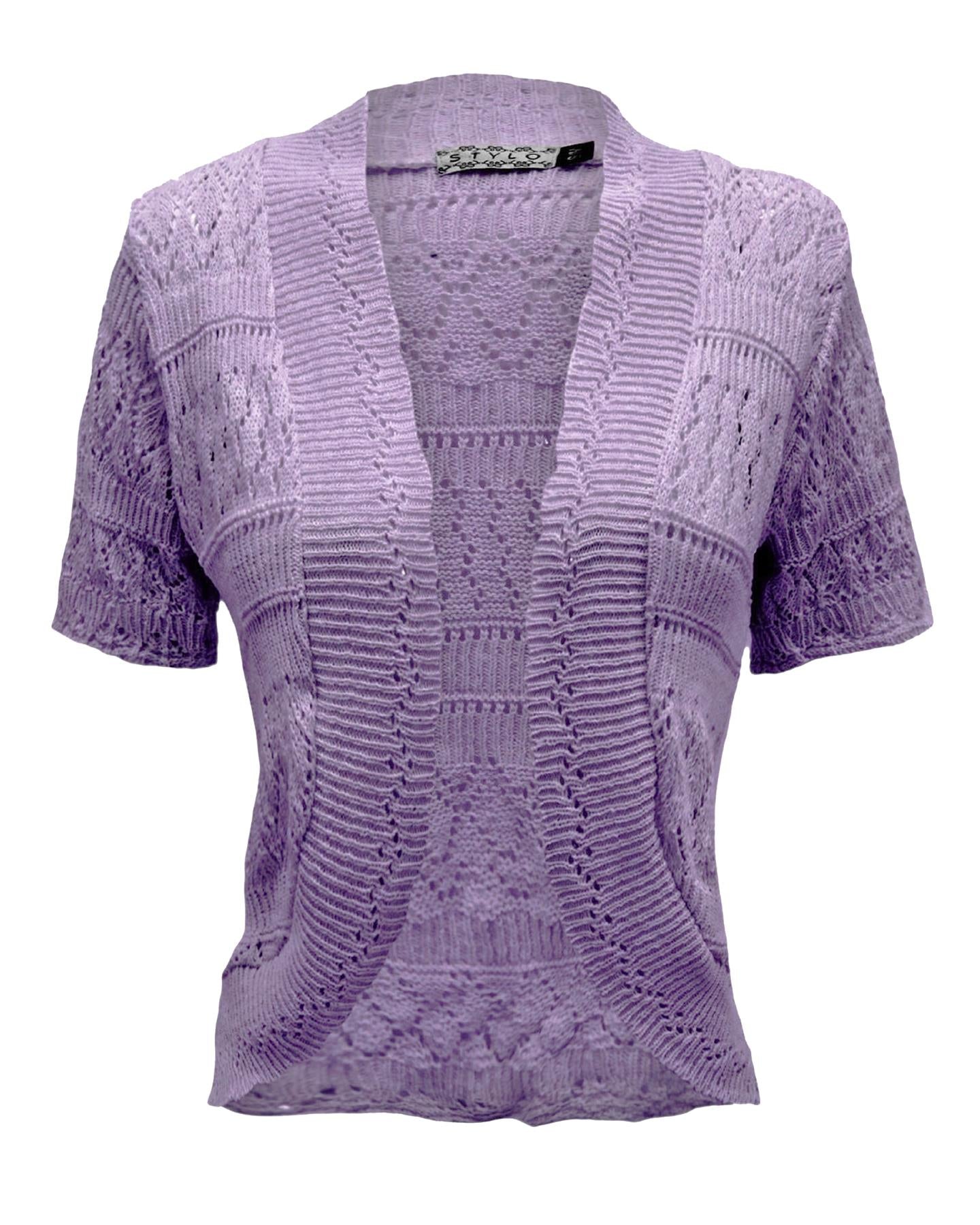 New Ladies Crochet Knitted Bolero Shrug Cardigan Womens Cropped Dress Top 8-14