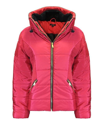 New Ladies Women Concealed Hooded Long Sleeve Quilted Padded Bubble Jacket Coat