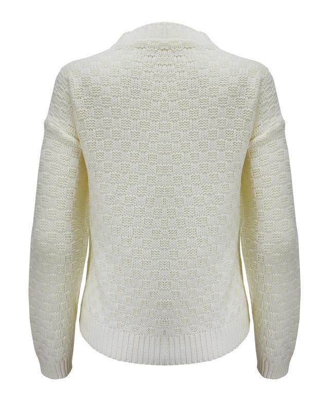 Ladies Women Crew Neck Diamond Knit Long Sleeve Cable Jumper Short Sweater Top